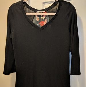 Black Le Lis blouse with 3/4 length sleeves